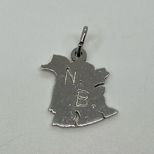 Vtg 925 Sterling Silver New Brunswick Map Charm / Pendant